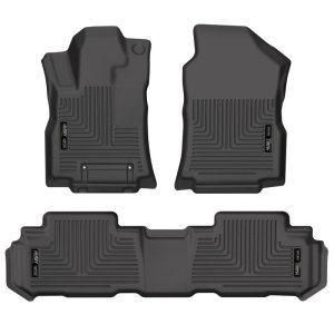 Subaru Ascent Floor Liners - Front + Rear - Husky Liners - WeatherBeater - Black - `19-`23